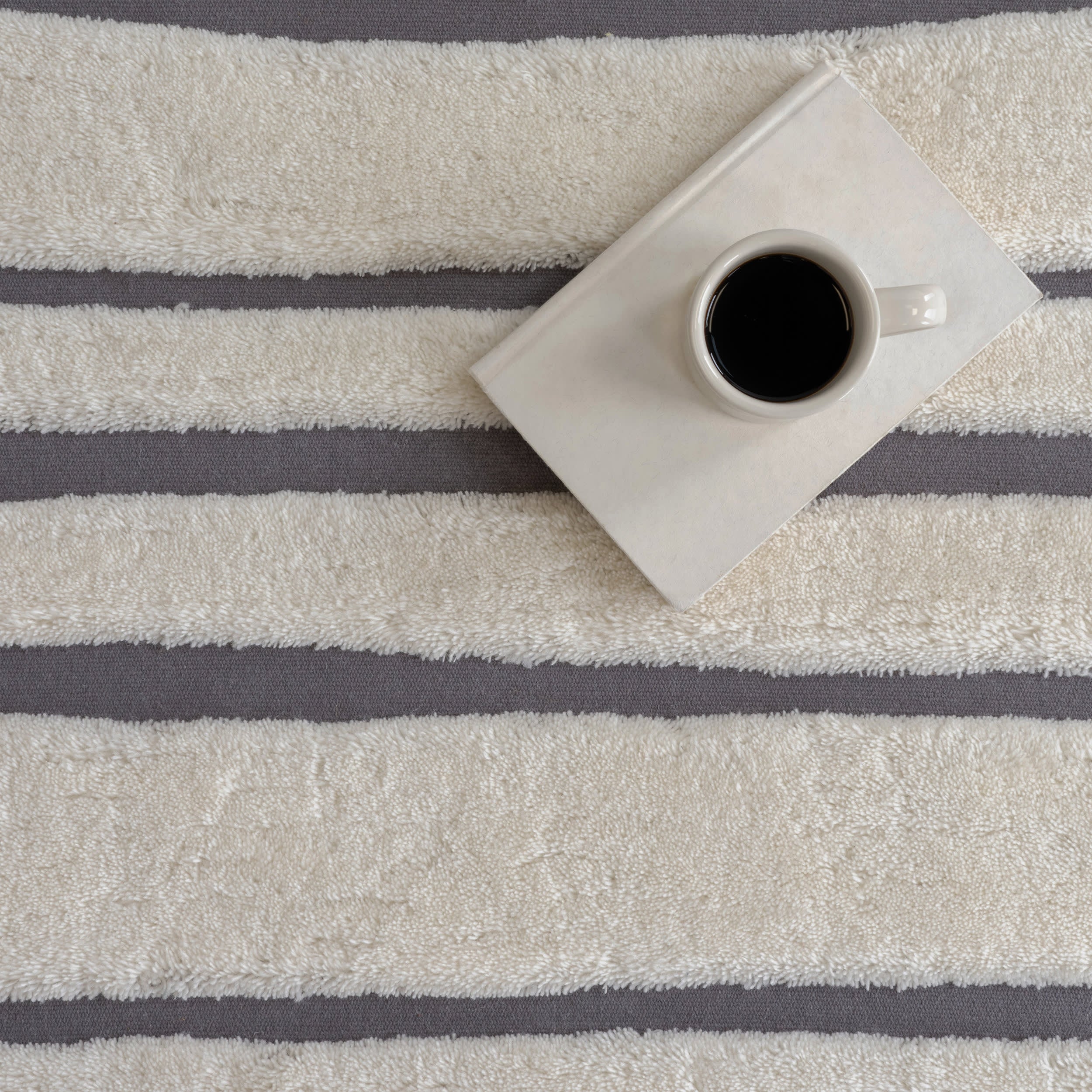 Ivory New Zealand Wool Studio Rug with Stripes
