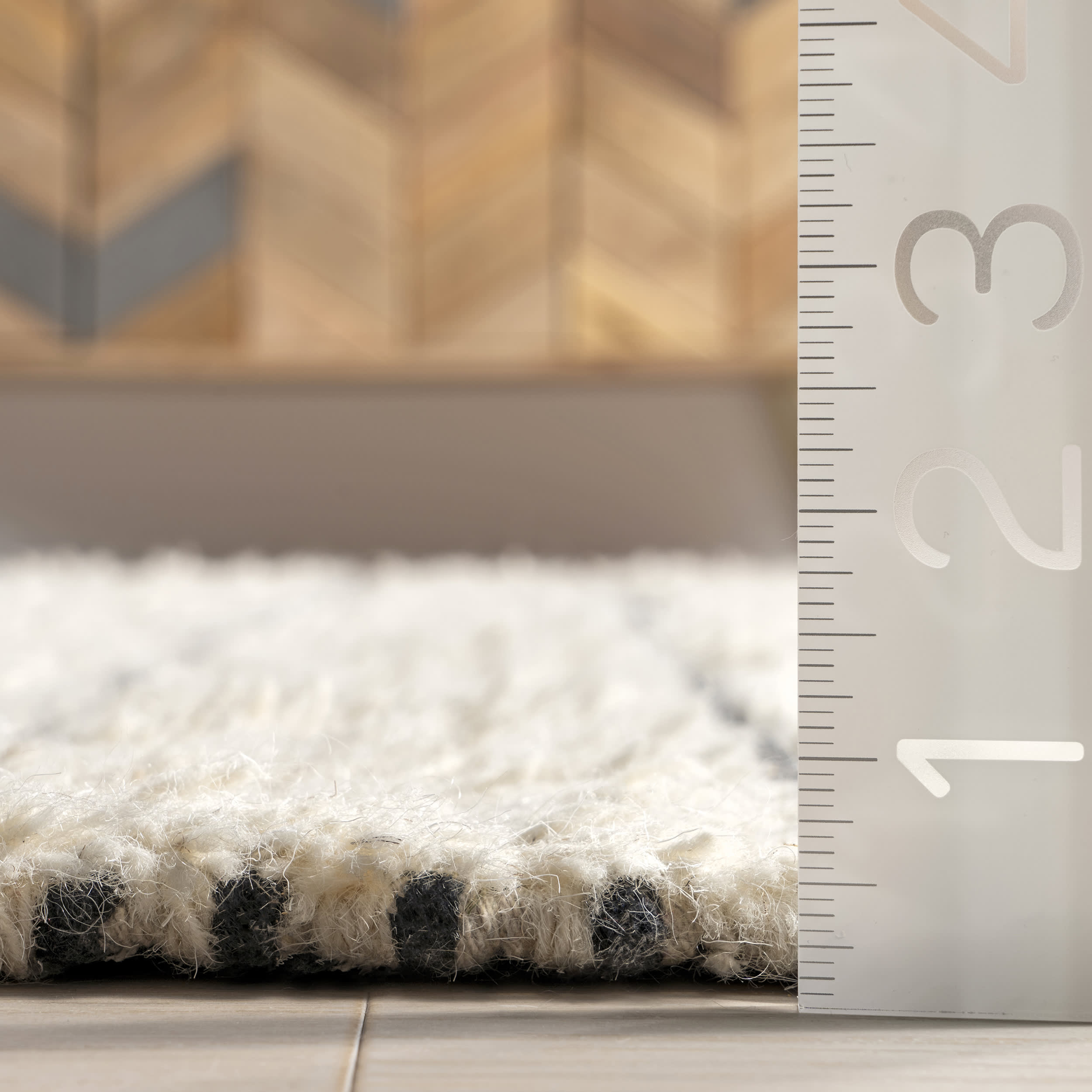Ivory Irina Shaggy Brickwork Rug