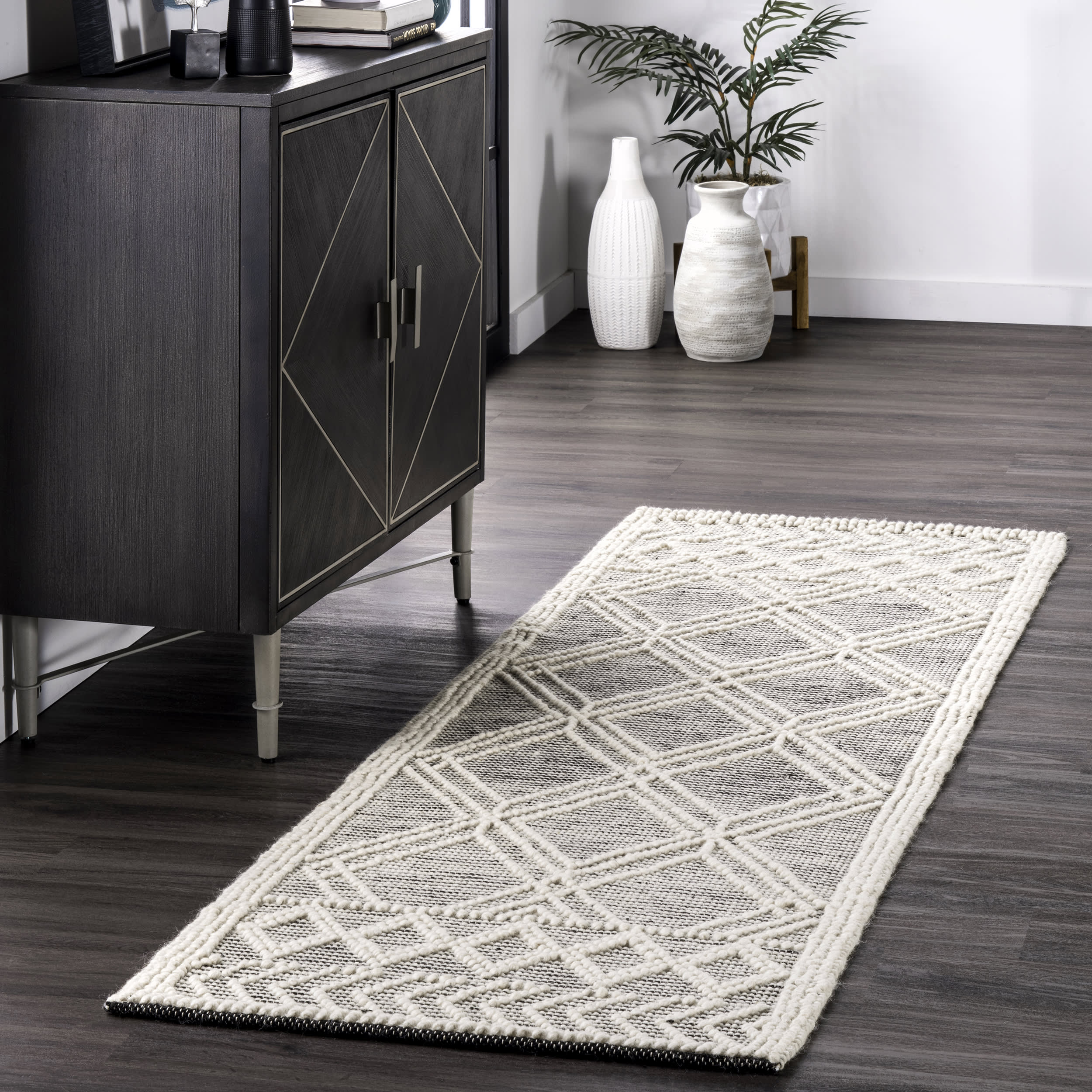 Grey Argyle Trellis Rug