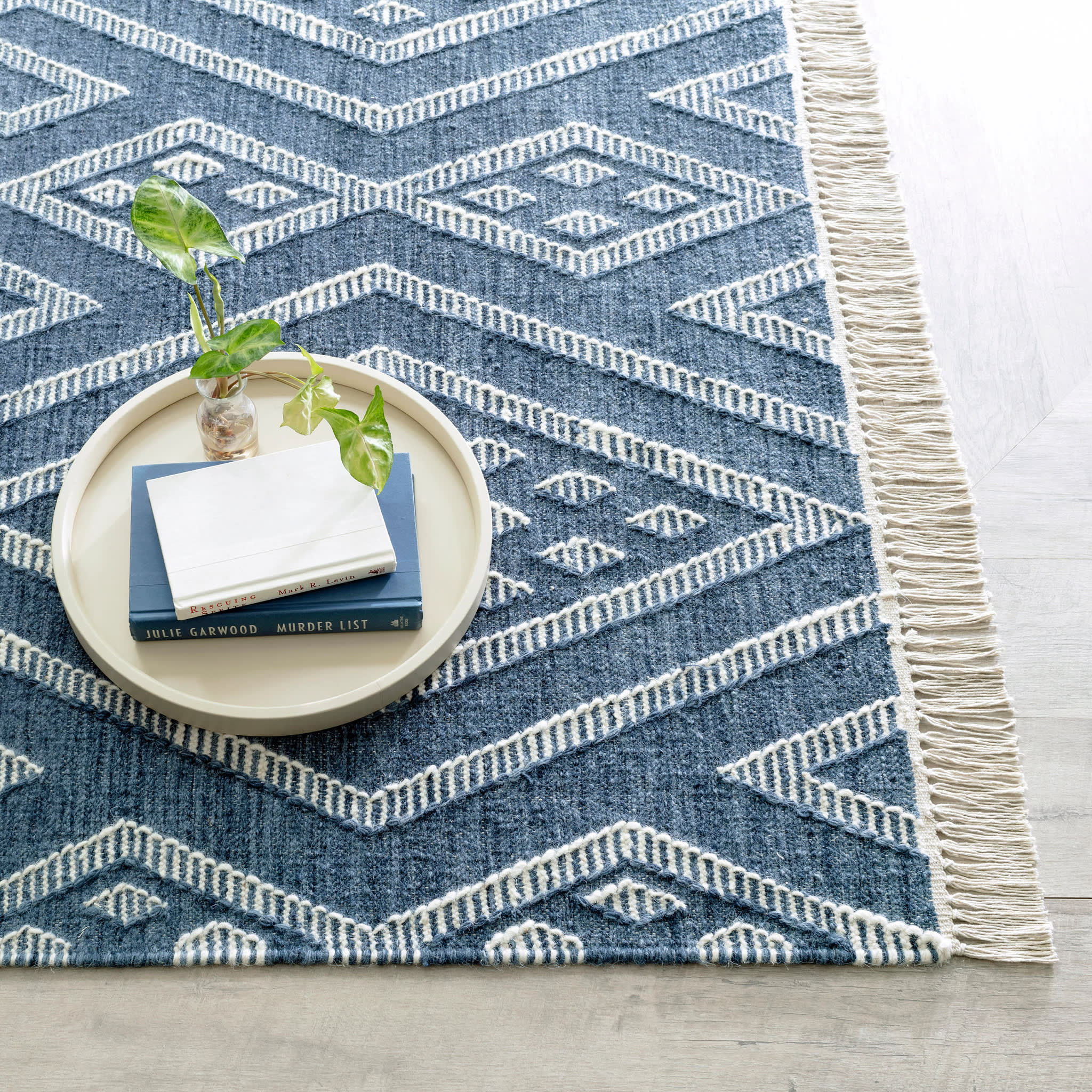 Blue Handwoven Wool Rug by Healy