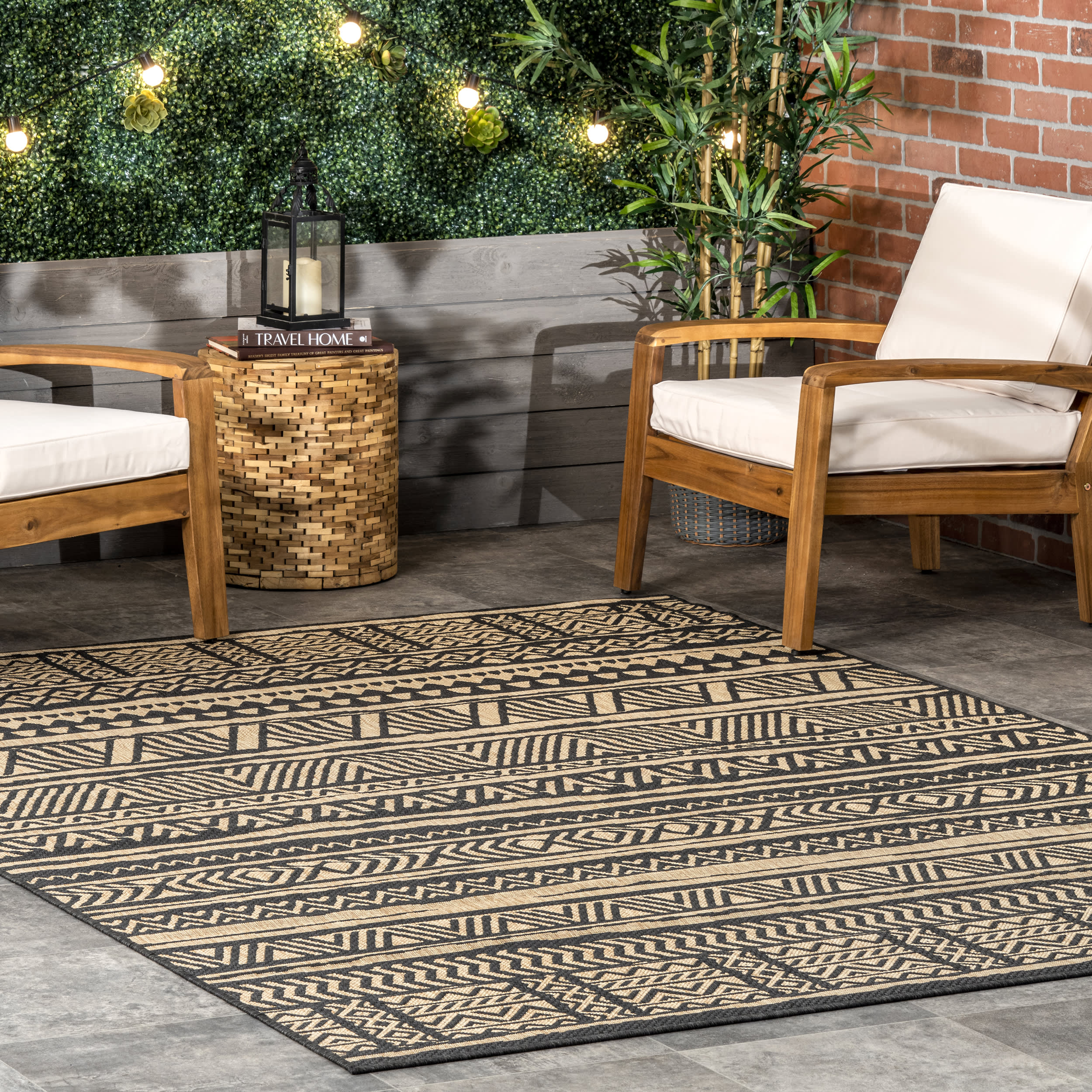 Charcoal Striped Banded Rug for Indoor and Outdoor Use