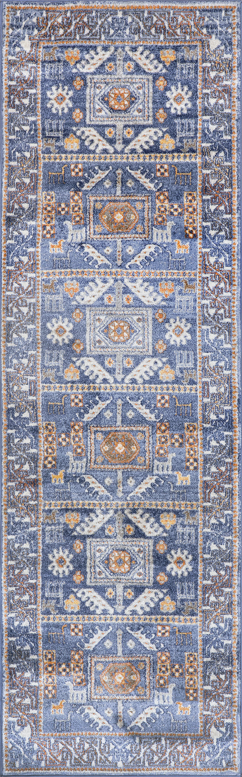 Blue Paneled Geometric Rug