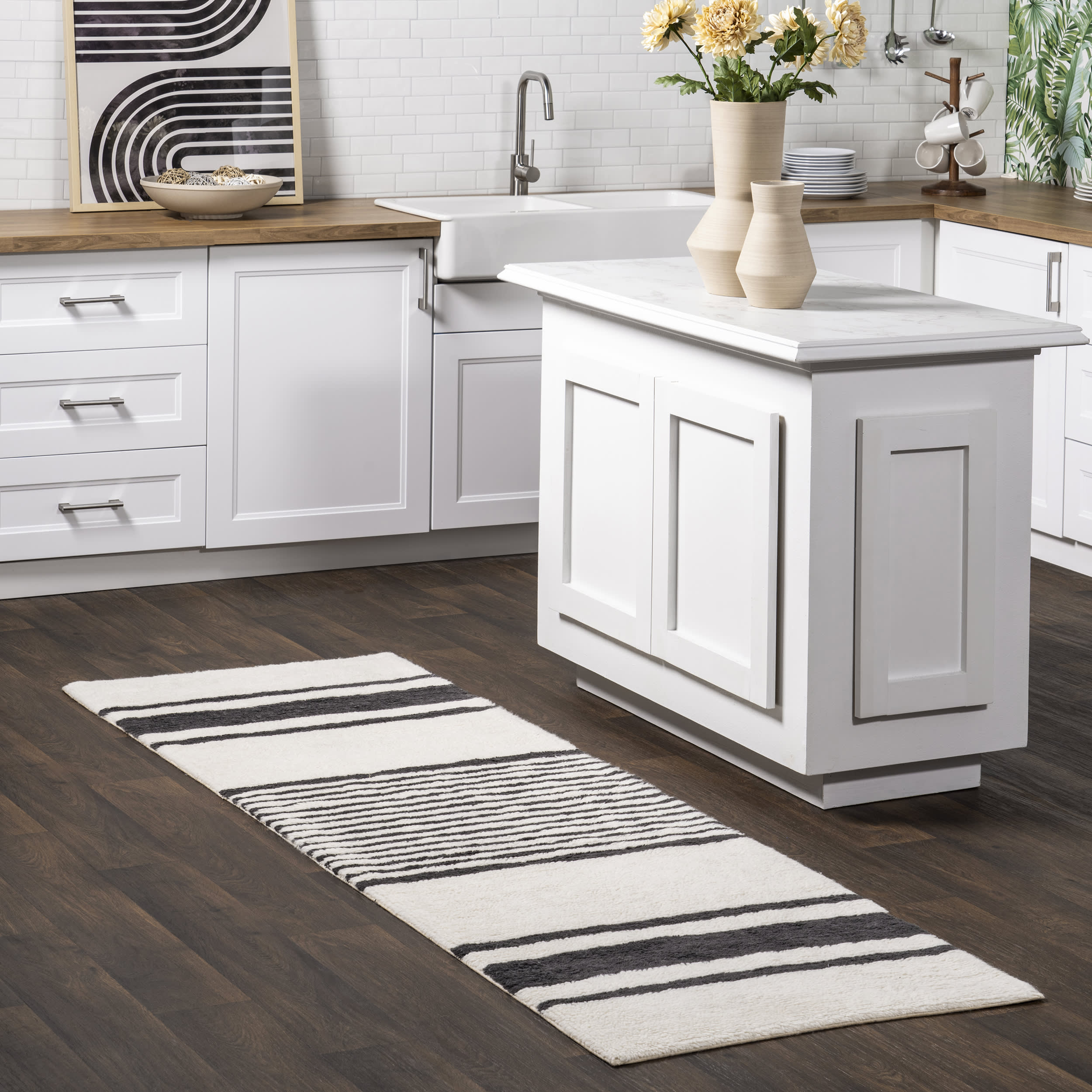 Ivory Moonglade Washable Striped Rug
