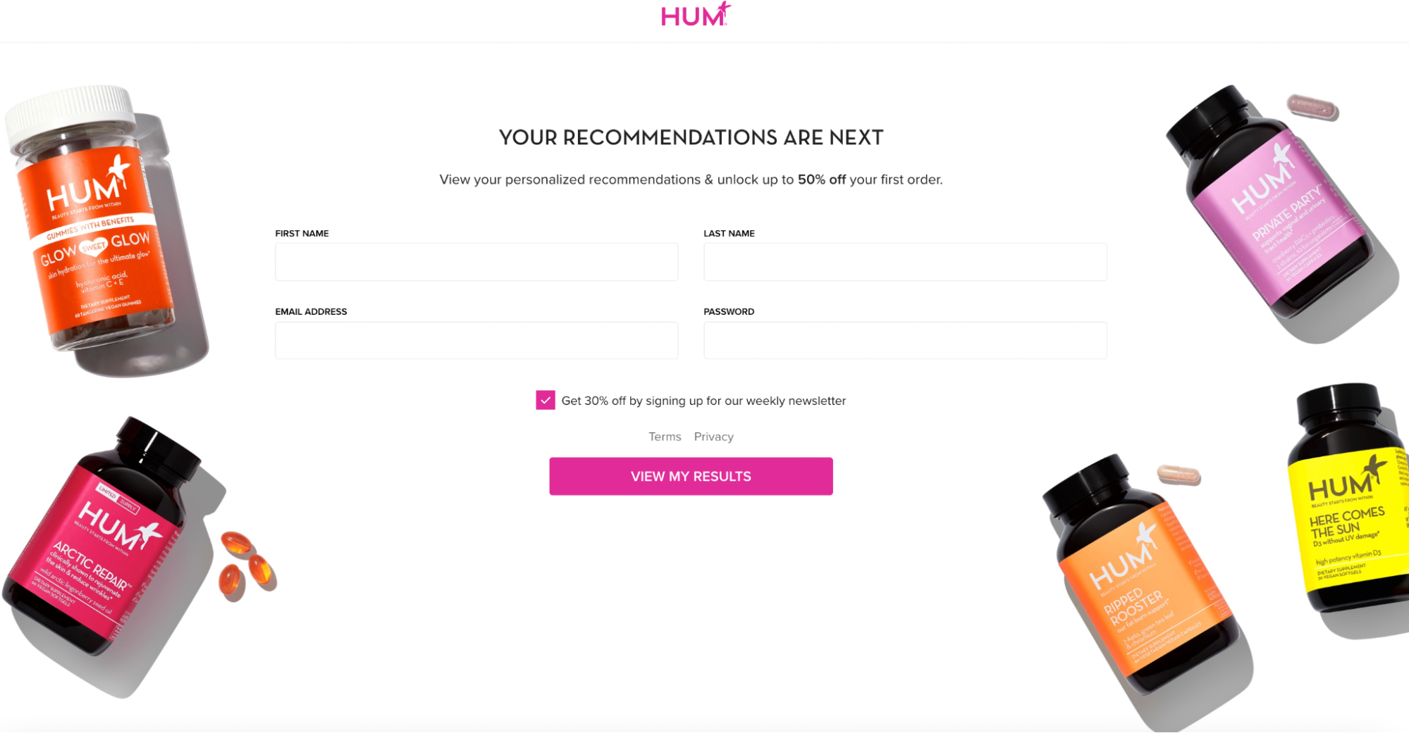 HUM supplements your recommendations are next page including email form