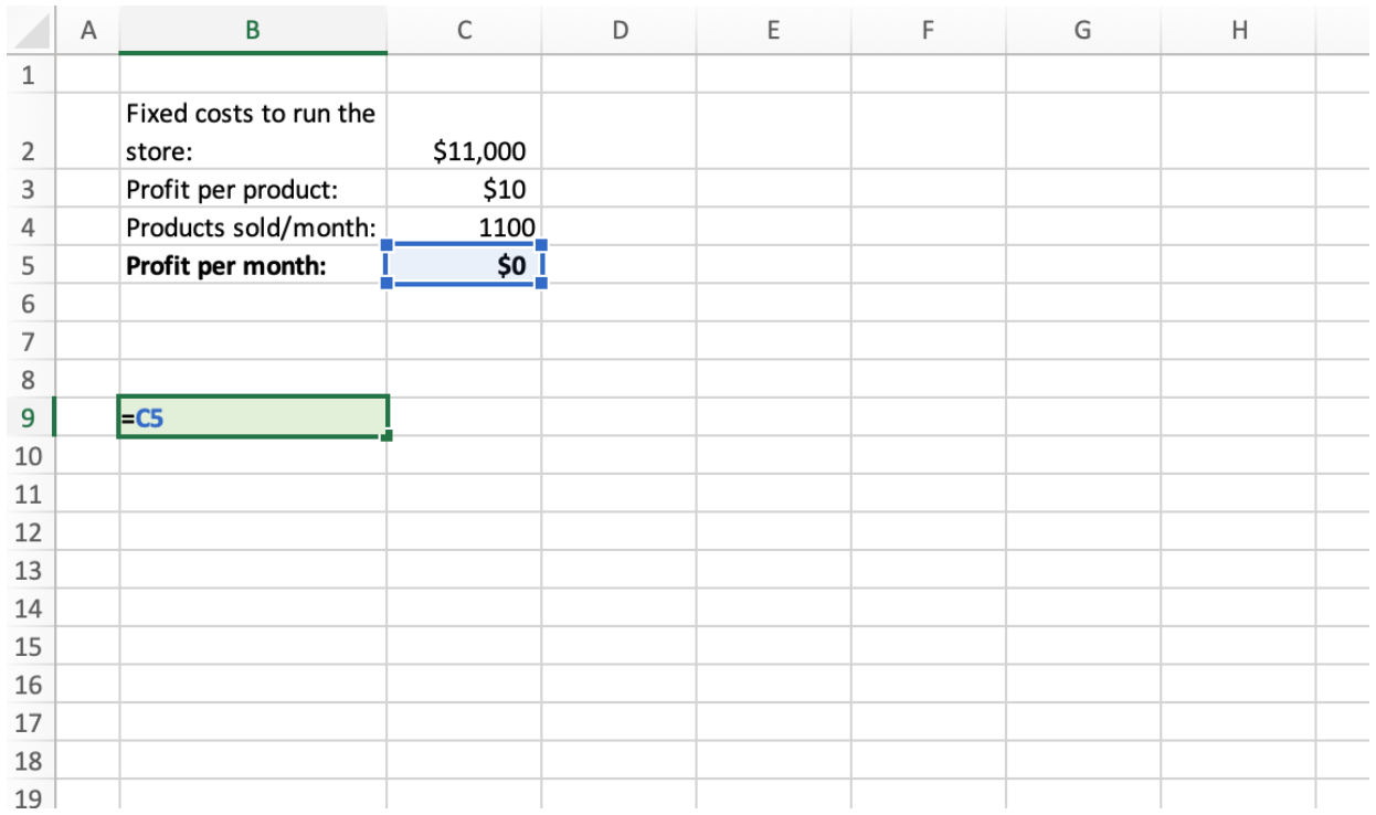Changing the profit per product number in Excel sheet to figure out what-if analysis