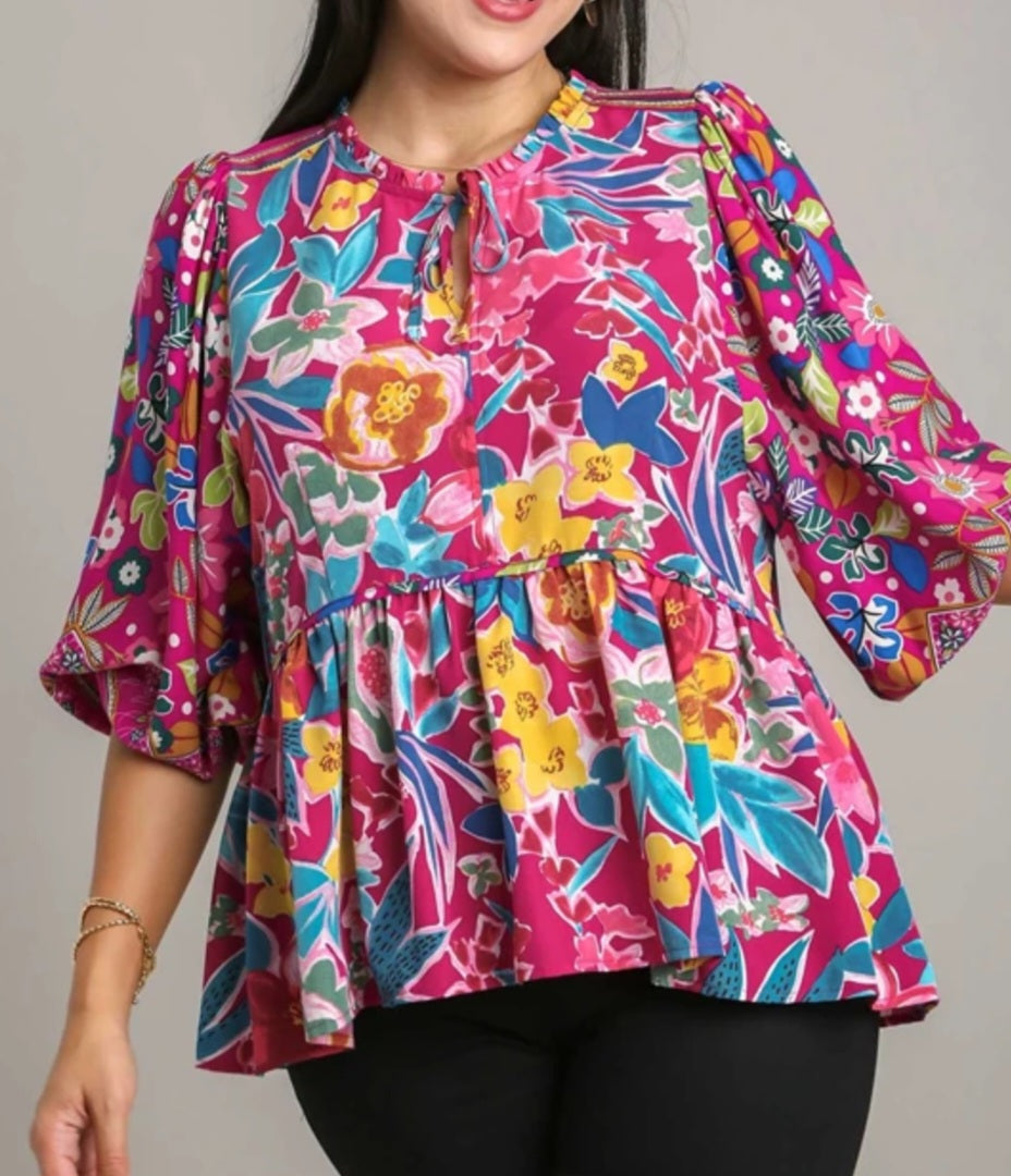 TROPICAL BABYDOLL BLOUSE