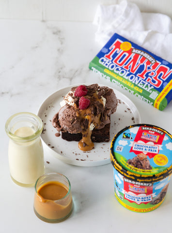 Tony's Chocolonely x Ben and Jerry's Loaded Brownie Sundae