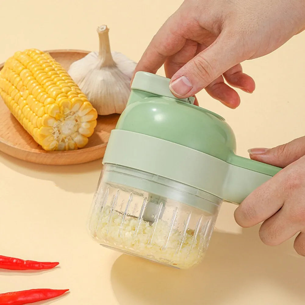 4 In1 Multifunctional Electric Vegetable Cutter Slicer Garlic Chopper