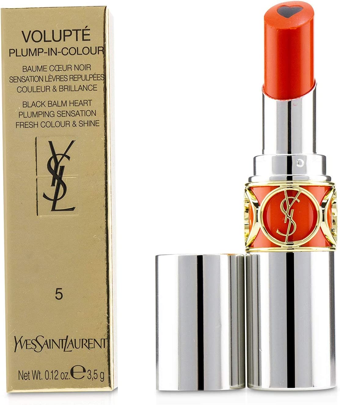 Saint Laurent Yves , Volupte Plump-in-colour, Fresh Colour & Shine, Lip Plumper, 5, Delirious Orange,