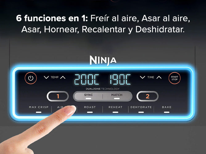 Freidora de Aire Doble Ninja 6 en 1 de 7,6 L (AF300EU)