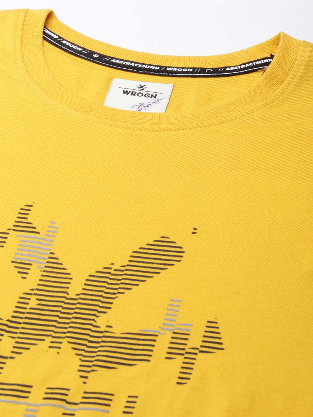 Wrogn Glitch Print Yellow T-Shirt