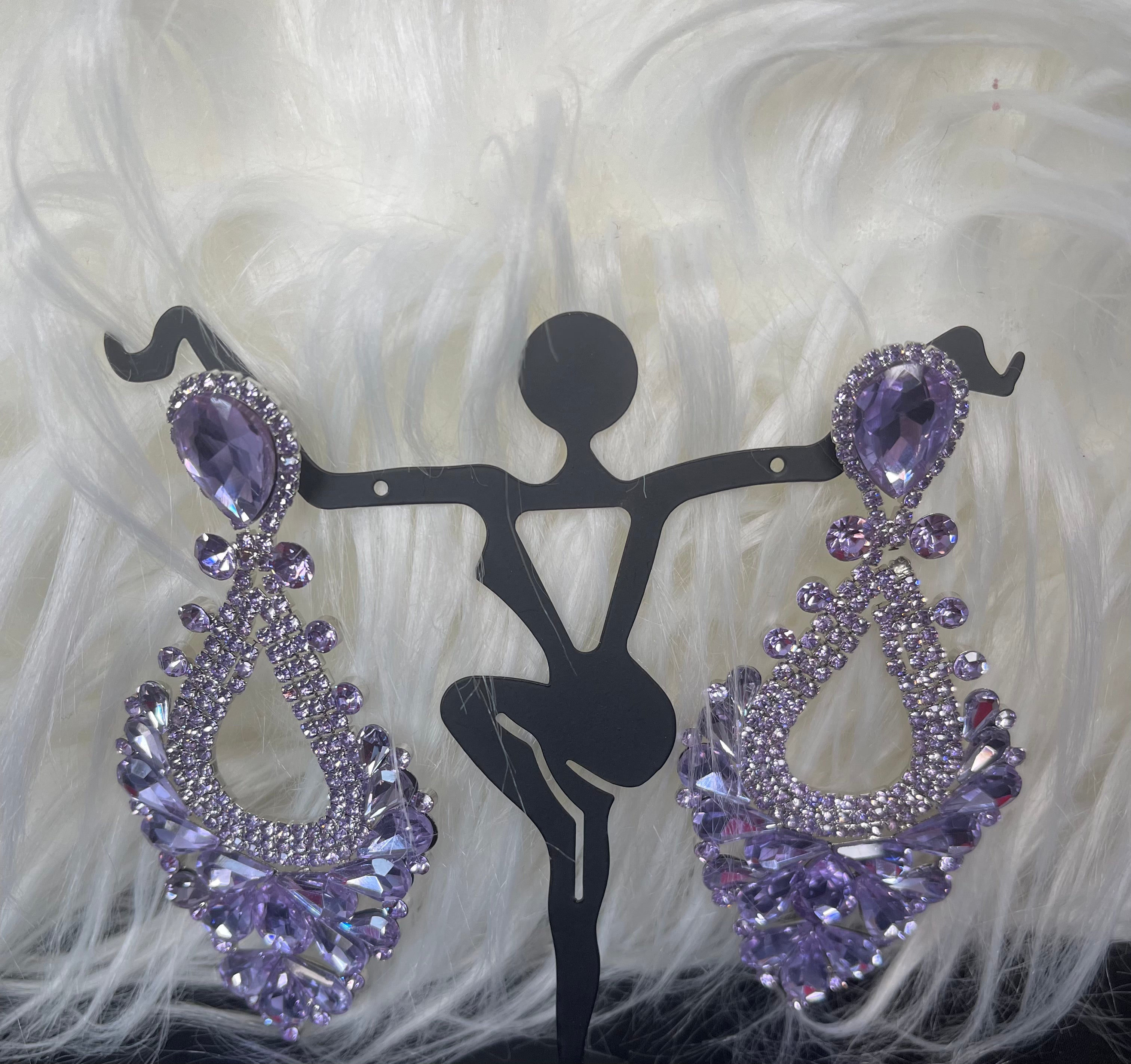 Purple Rhinestone Earrings