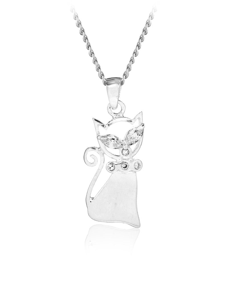 Cat Sterling Silver Pendant with Cubic Zirconia - Julmar 4 Her