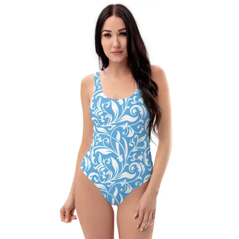 Seagulls Beware This Blue Floral One-Piece Swimsuit Is Too Cute