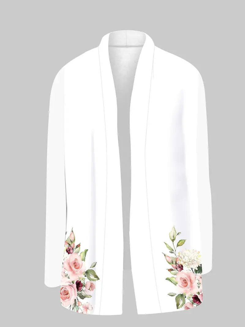 Product Image for Ravikna | Blomster mønster jakke med sjalkrage Glad look, Hvit / M