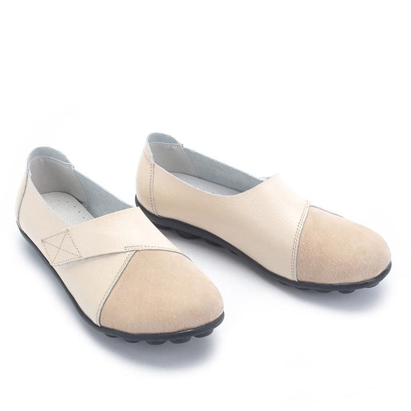 Product Image for Ravikna | Dame Ballerinasko Slip-On Justerbar Rem Komfortabel Med Sklisikker Såle, Beige / 39
