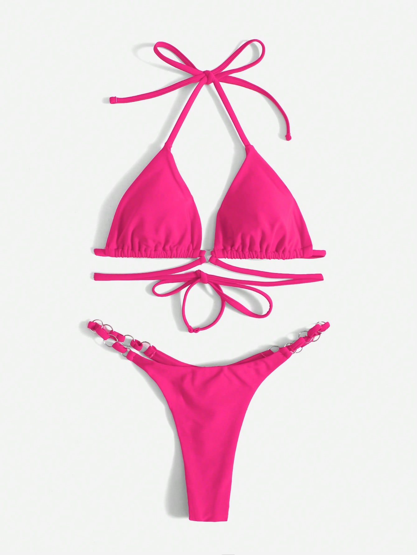Product Image for Ravikna | Roter Halterbikini Triangle-badedrakt med ring for kvinner, Fel Rosé / XL