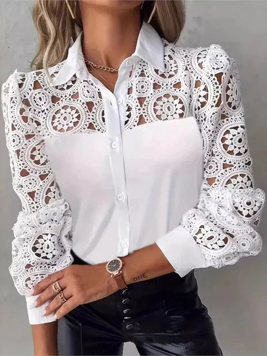 Product Image for Ravikna | Elegant bluset dengan lace, Hvit / M