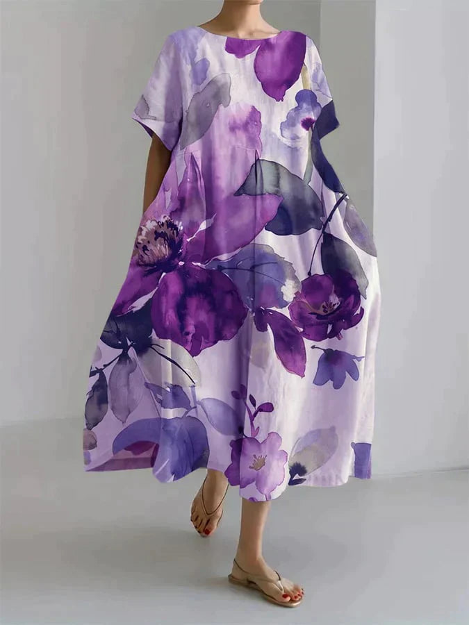 Product Image for Ravikna | Låst Skåret Kvinne Kjole Blomstertrykk, Lilla / S