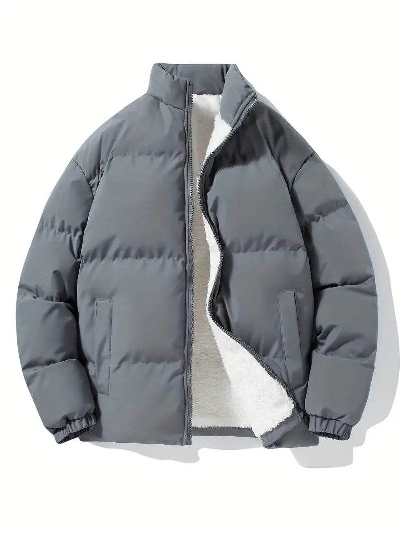 Product Image for Ravikna | Herre Varm Fleece Puffjakke med Ståkrave og Lommer - Stilleg vinterjakke, Grå / L