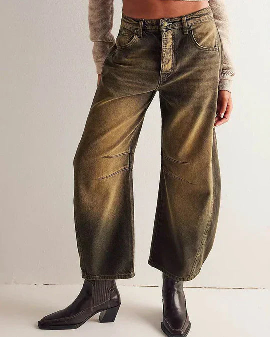 Product Image for Ravikna | Mid-høy midje rørjeans for kvinner, Braun / L