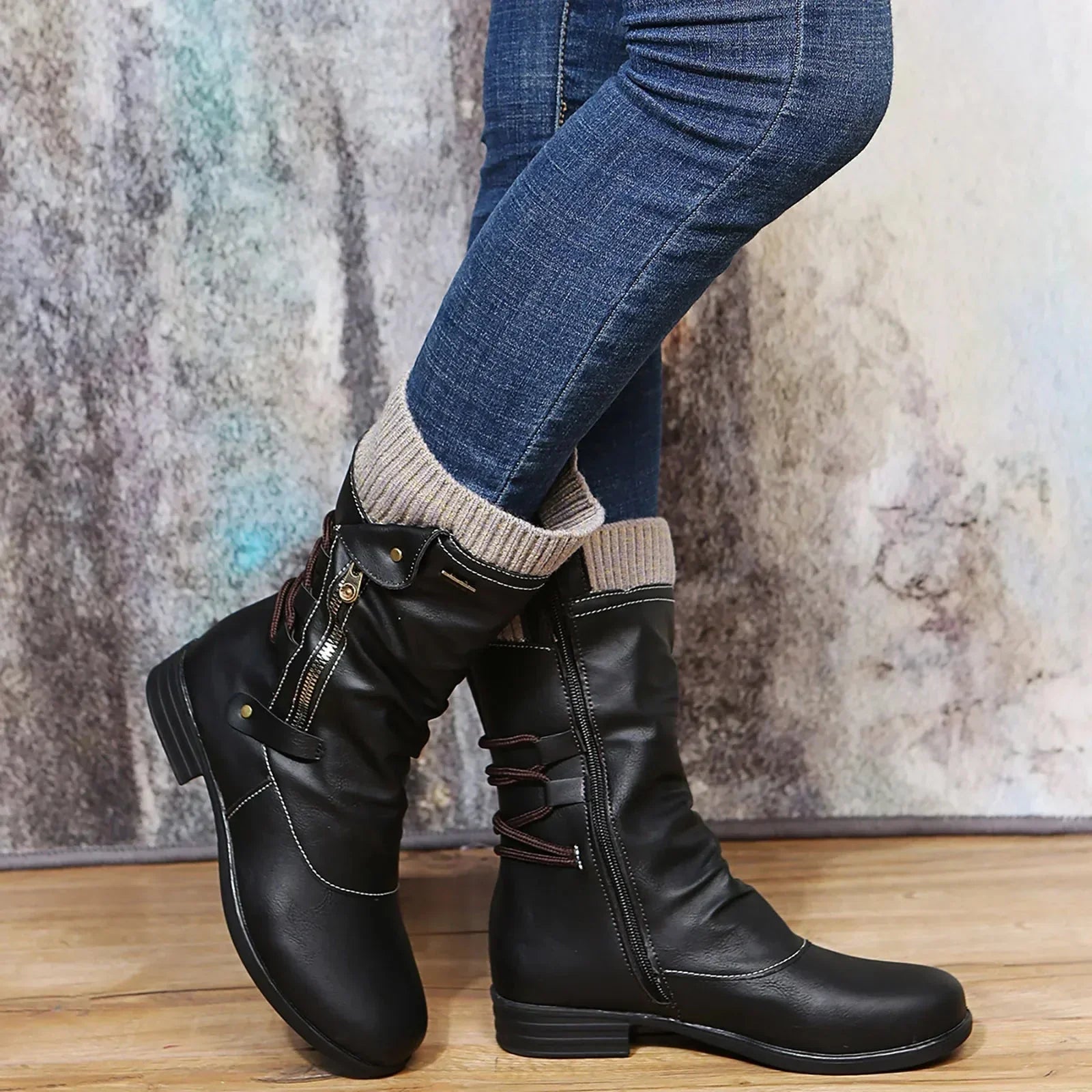 Product Image for Ravikna | Støvler Mid Calf Lærstøvler, Svart / 39