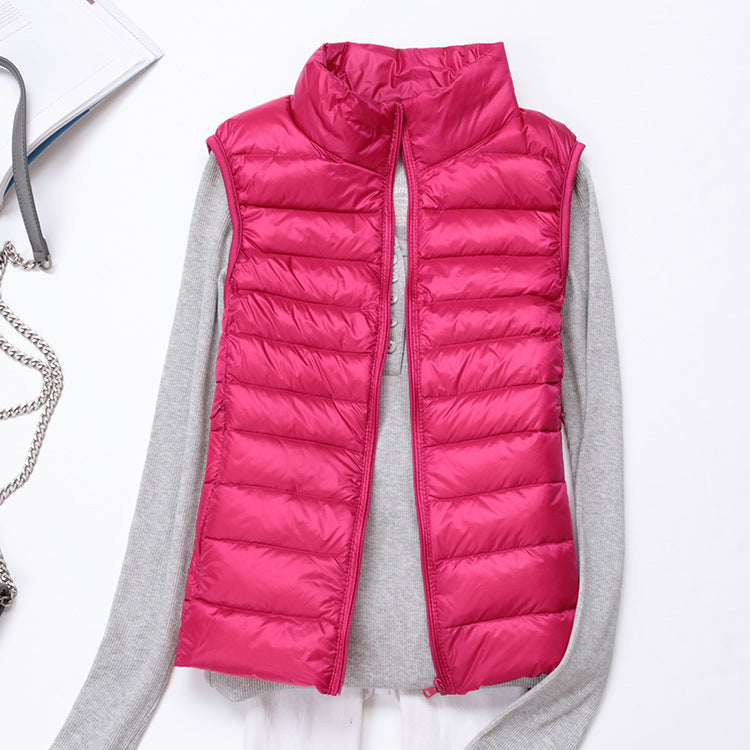 Product Image for Ravikna | Cantelle Tikkiliiv Varm Lett Dun Uten Skuldre Vest for kvinner, Lys rosa Rød / 2XL