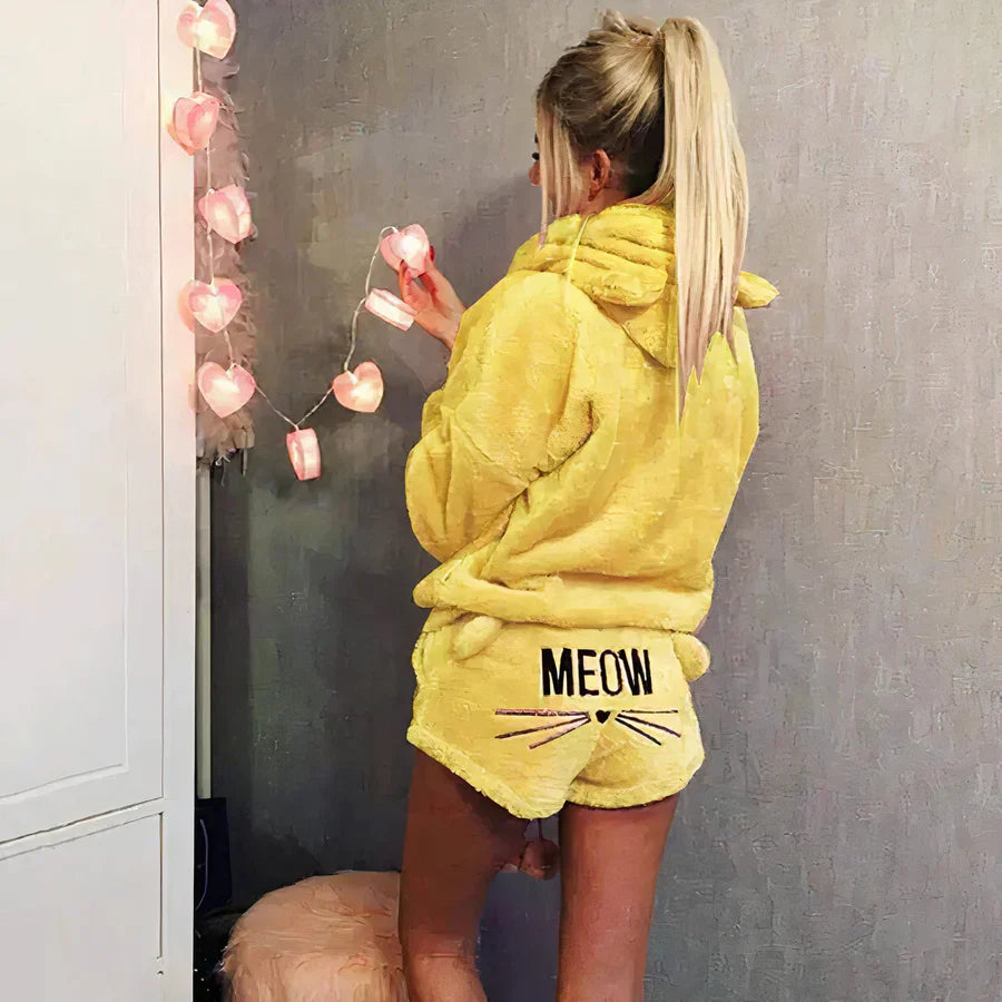Product Image for Ravikna | dames pysjamasett med topp og shorts, Gul / M