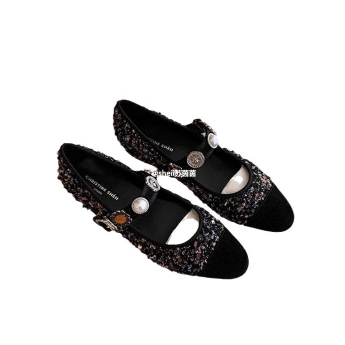 Product Image for Damen elegante Mary Jane sko med glitrende applikasjoner Ravikna, Blå / 36