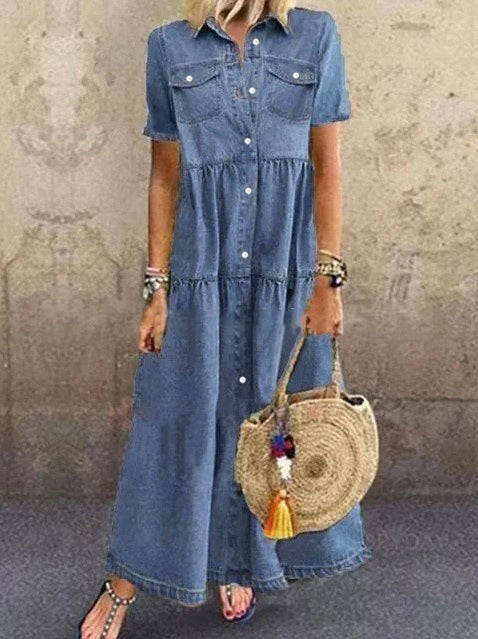 Product Image for Femme Denim Skjortekjole Ravikna, Blå / L