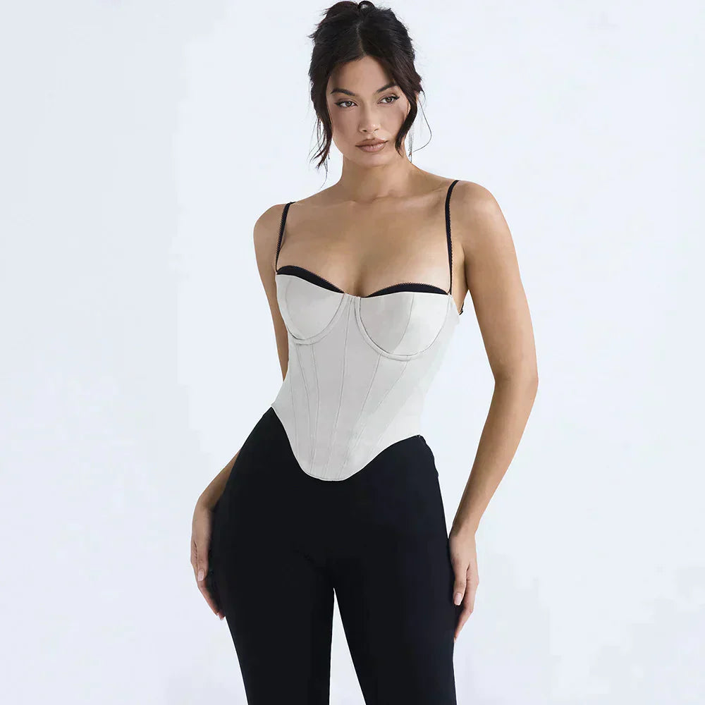 Product Image for Ravikna | Moderne Strapless Top Med Kontrast Piping Og Spaghetti-Stropper, Rosa / M
