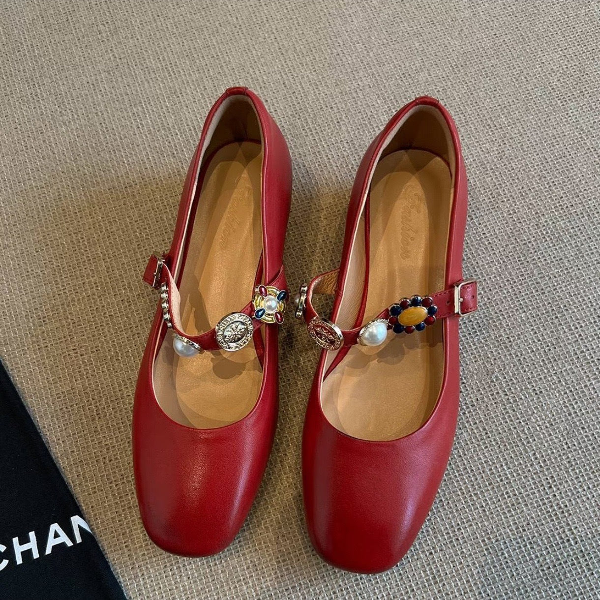 Product Image for Dame elegante Mary Jane Loafers med dekorativ rem Ravikna, Rød / 40