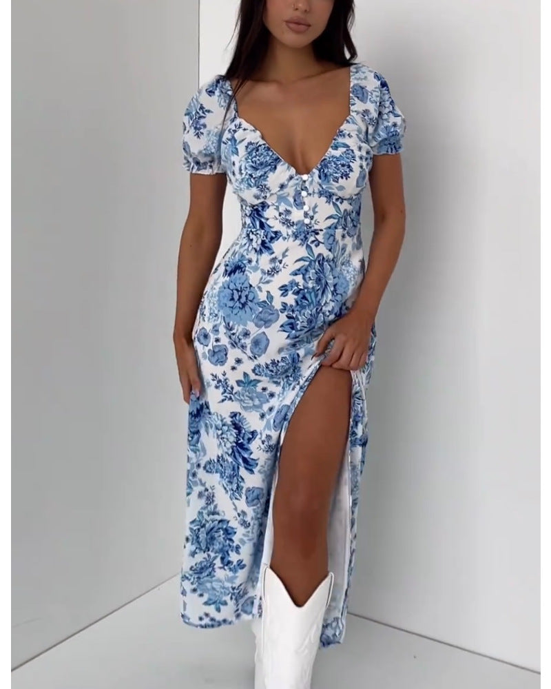 Product Image for Ravikna | Lace Edge Split Dress for a Romantic Evening, Himmelsblå / M