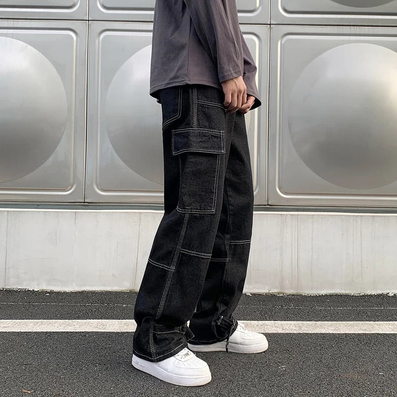 Product Image for Ravikna | Herre Cargo Jeans Med Bred Ben, Svart / XL