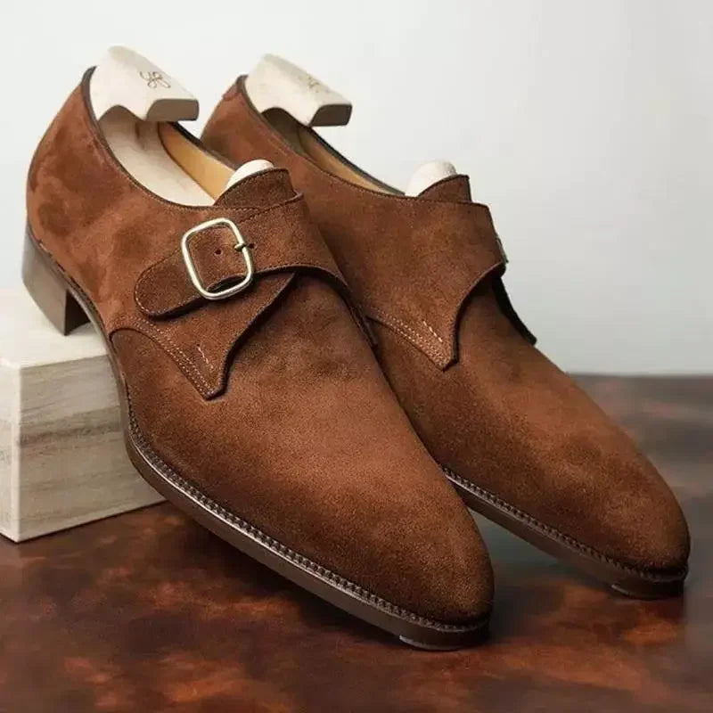Product Image for Ravikna | Monk Strap Schuhe Wildleder Einzelne Schnalle Ledersohle Formelle Kleidung, Braun / 9.5