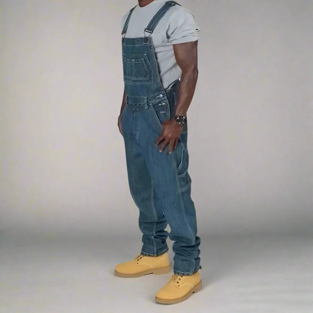 Product Image for Ravikna | Jeans Jumpsuit For Herrer I Rett Snitt, Mørkeblå / M