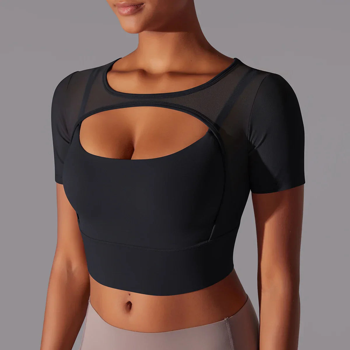 Product Image for Ravikna | Mesh Yoga Shirt Schnell Trocknendes Leichtes Activewear Für Laufen & Fitness, Schwarz / M