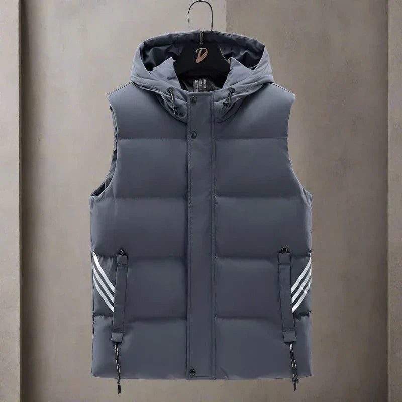 Product Image for Ravikna | Sporty Quilted Men's Vest With Hood, Mørk grå / 4XL