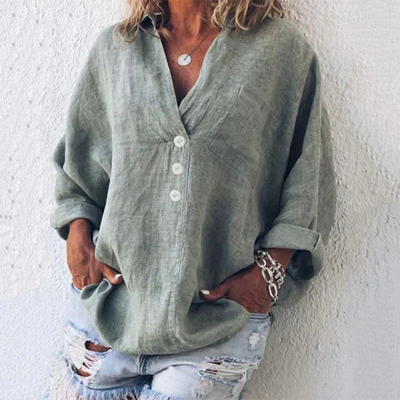 Product Image for Ravikna | Størrelse Hemd Bomull Og Lin Til Kvinner, Grå / 5XL