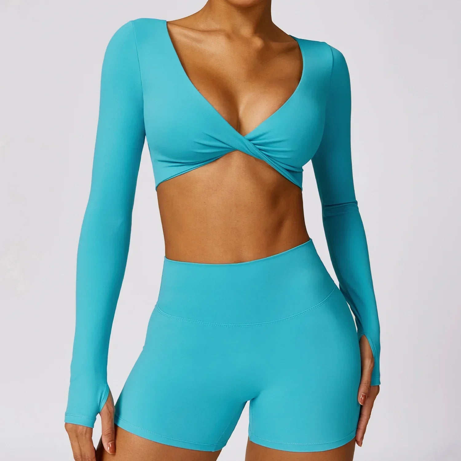 Product Image for Ravikna | Langermet, Kort Yoga Skjorte, Seeblå / XL