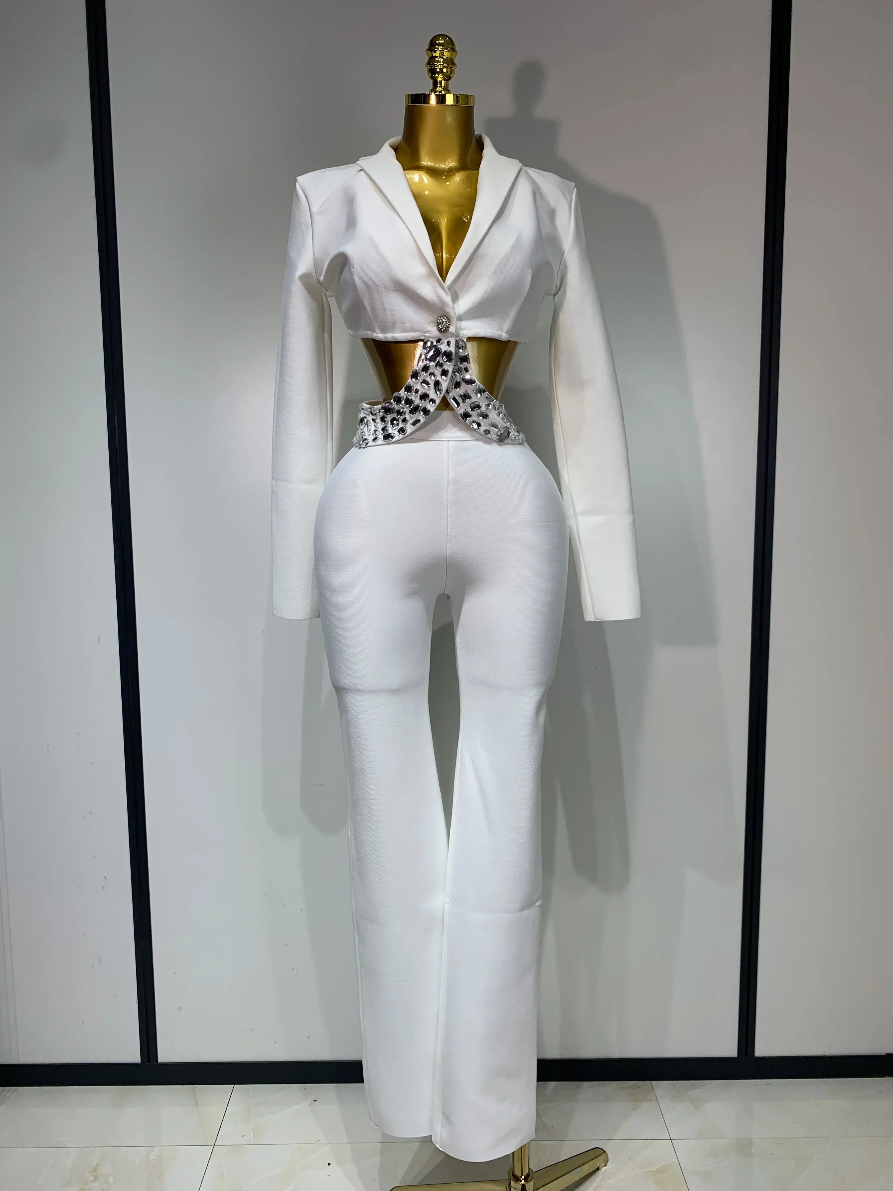 Product Image for Ravikna | Blazer Lange Ermer Høy Stein Jumpsuits, Hvitt / S (4)