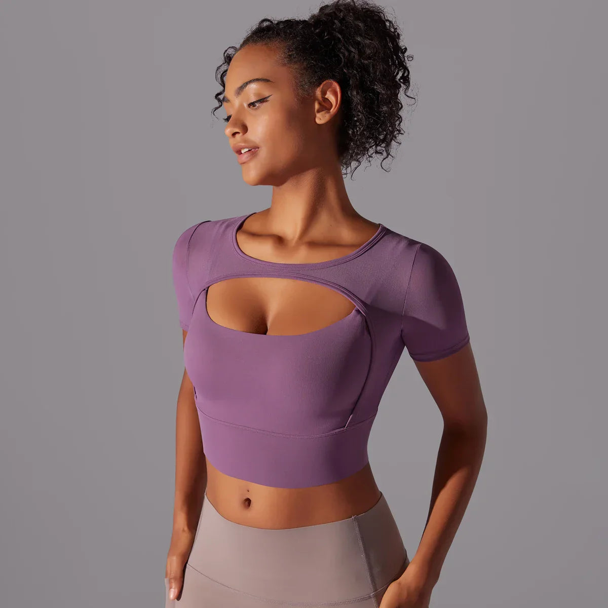 Product Image for Ravikna | Mesh Yoga Shirt Schnell Trocknendes Leichtes Activewear Für Laufen & Fitness, Lila / L
