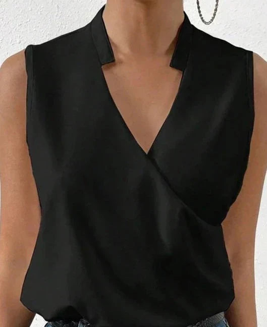 Product Image for Ravikna | Elegant Ermless Wrap Top Med V-Hals For Damer, Svart / 42