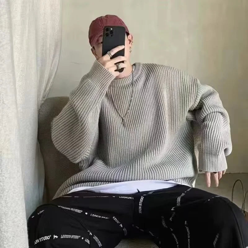 Product Image for Ravikna | Løs genser med løse masker for menn, Grå / 4XL