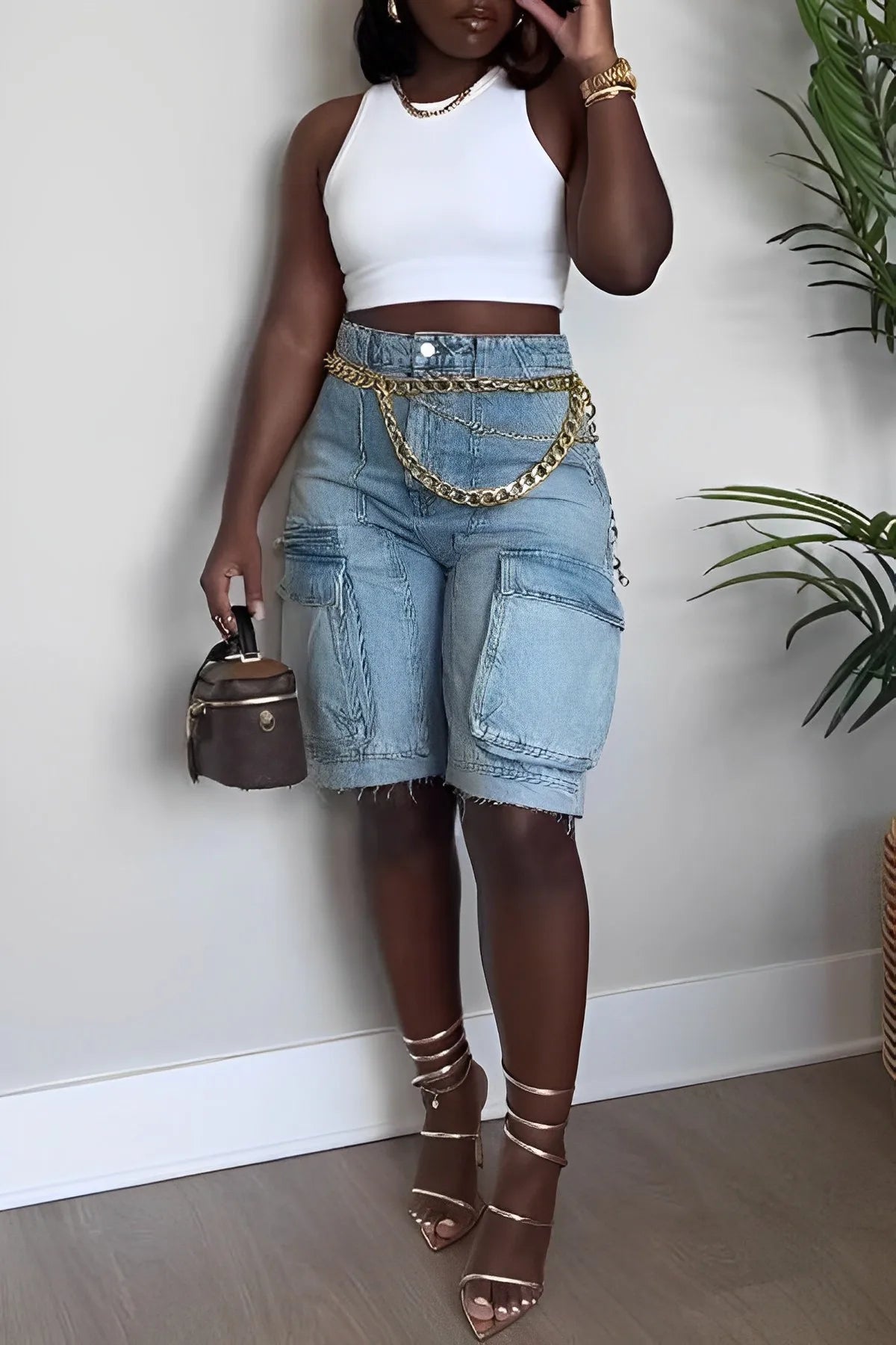 Product Image for Ravikna | Shorts Cargo og Jean Dame, Himmelblå / 2XL