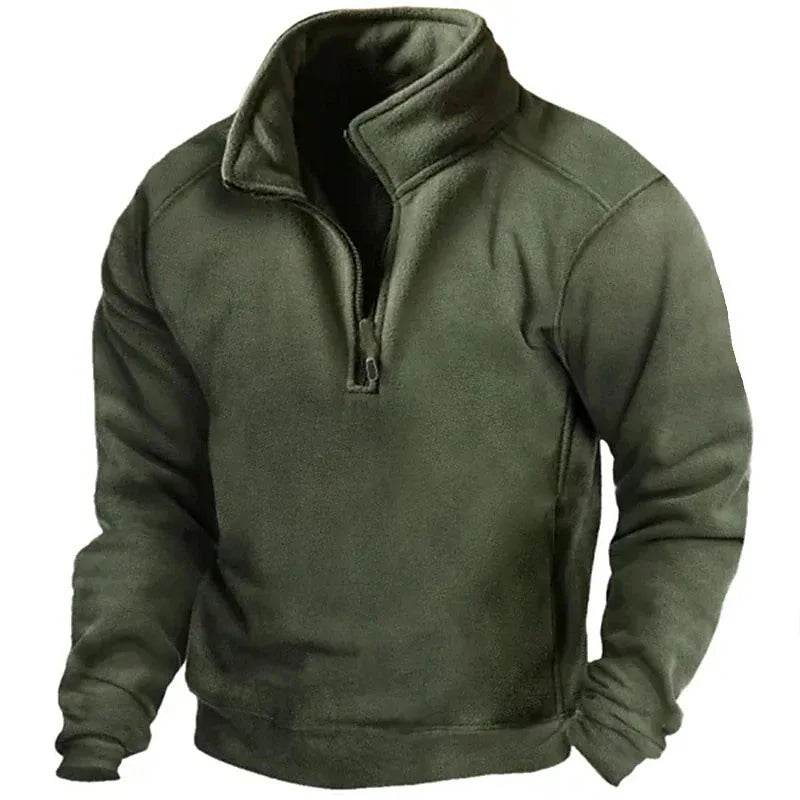 Product Image for Ravikna | Herre Høst Sweatshirt Med Halvglidelås, Trendy Pullover Med Ståkrage, Oliven grønn / S