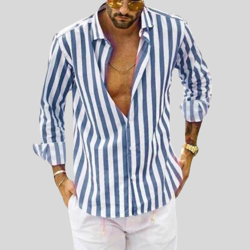 Product Image for Ravikna | Stripete Langermede skjorter For Menn, Blå / 2XL