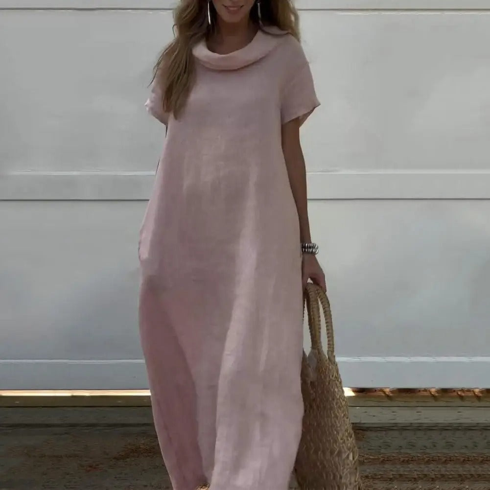 Product Image for Ravikna | Kjole i linlook med elegant krage, Rosa / XL