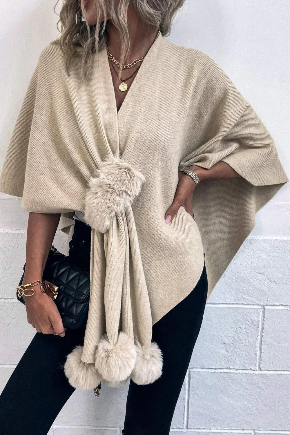 Product Image for Ravikna | Ullen Dame Poncho Sasha, Beige / S