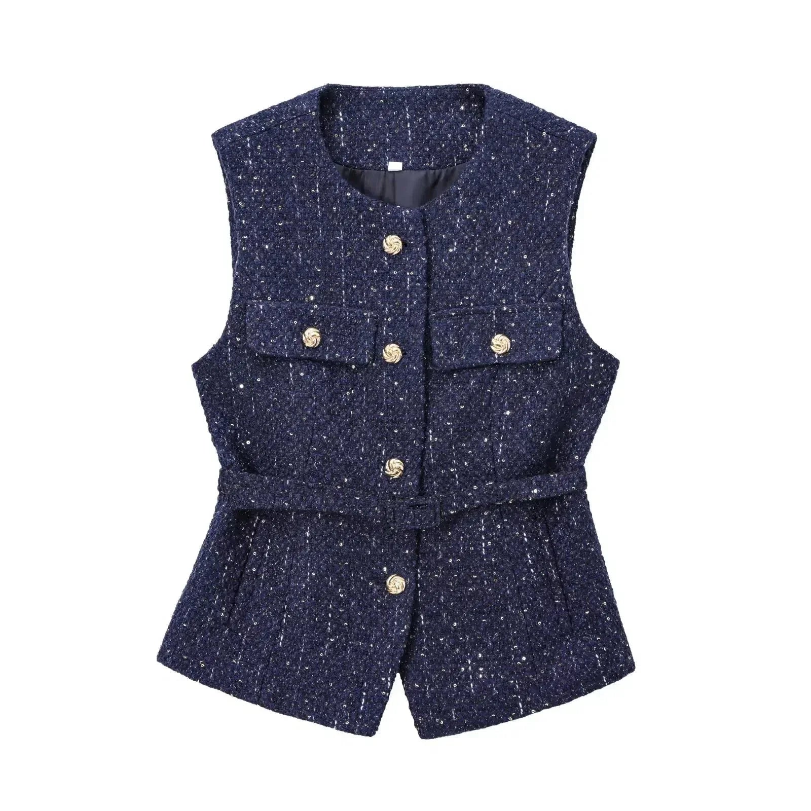 Product Image for Ravikna | Strukturert vest med belte og paljetter, S